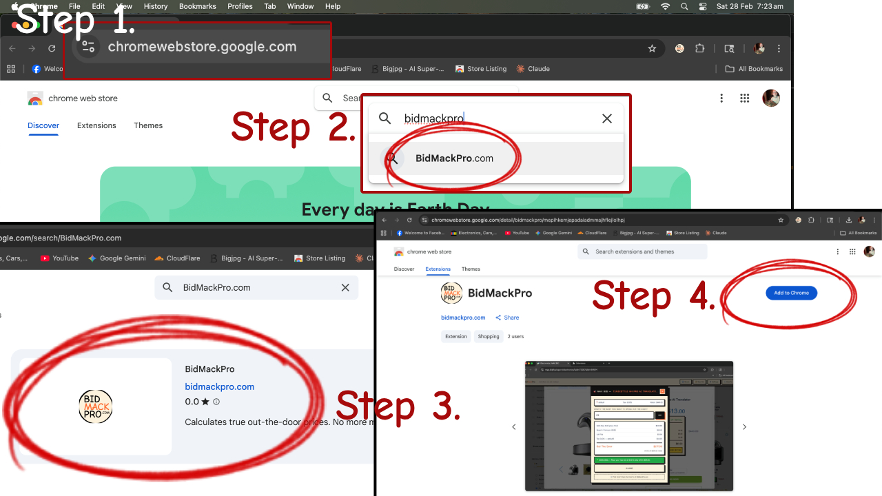 Screenshot of BidLotPro extension installation on Chrome